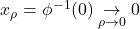 x_\rho = \phi^{-1}(0) \underset{\rho \to 0}{\to} 0
